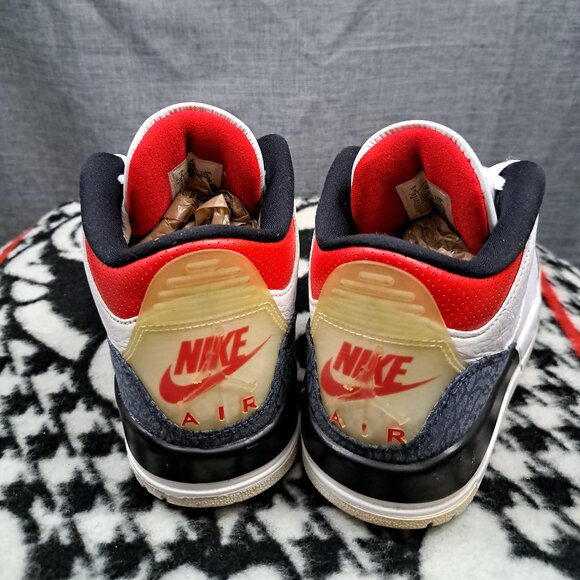 Size 8 Nike Air Jordan 3 Retro Men Denim SE Fire Red 2020 - Picture 5 of 12